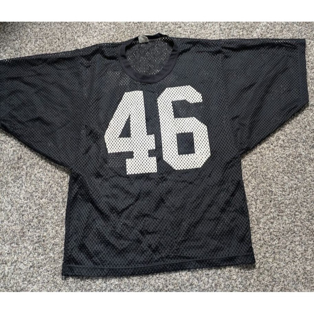 Vintage 70s Russell Athletic Gold Tag Medium Mesh Football Jersey 46 Black